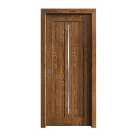 Sartodoors Sliding Pocket Door 32 x 96 inches, Ego 5014 Cognac Oak Veneer, Kit Rail Hardware, Solid Wood Int EGO5014PD-DKO-3296