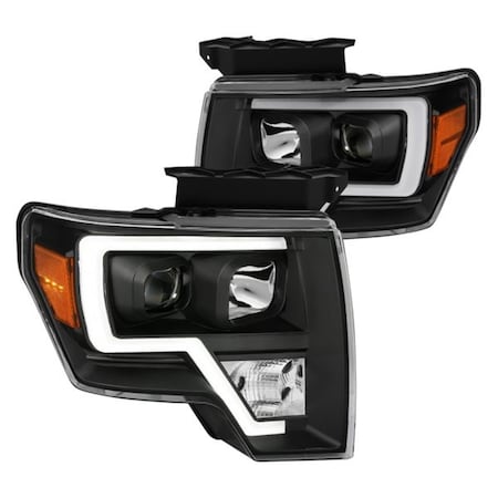 Fiesta Black LED U-Bar Projector Headlights with Factory Lights for 2009-2014 Ford F-150 Black FI2466083