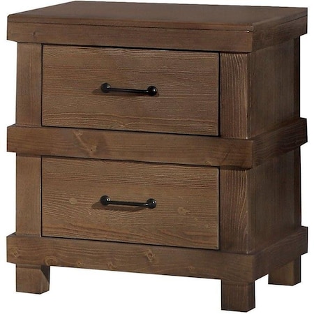 Homeroots 23" Brown Two Drawers Metal Nightstand 285584