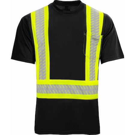 Ironwear Class 1 Type O Hi Vis Reflective Short Sleeve Safety T-Shirt, Black, 3X-Large 1207-B-3XL
