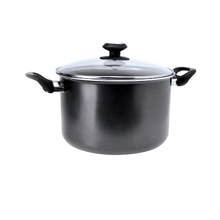 Ecolution Elements Series Stock Pot with Tempered Glass Lid, 8 qt Capacity, Aluminum, Ergonomic Handle EEGY-4508