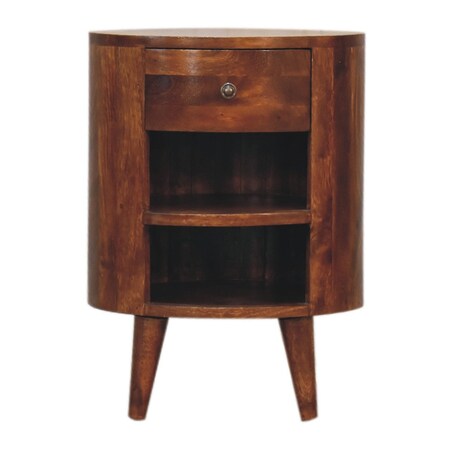 Homeroots 22" Chestnut Solid Wood Oval One Drawer Nightstand 651594