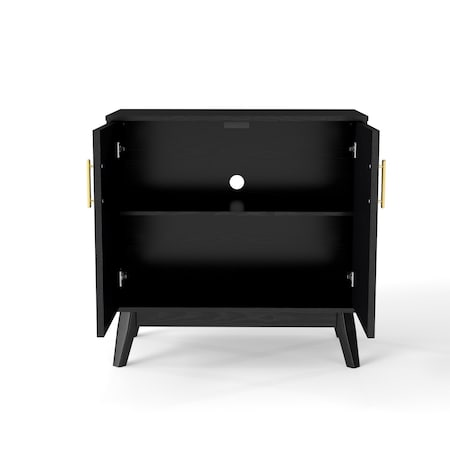 Homeroots 32in Black Wood Accent Cabinet 691679