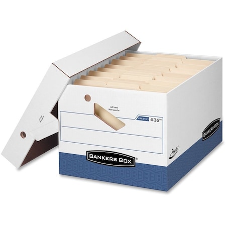 Bankers Box File Box, Corrugated Fiberboard, 12 in W, 15 in D, 10 in H, Lift-Off Locking Lid Closure 0063601