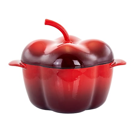 Megachef Pepper Shaped 3 Quart Enameled Cast Iron Casserole in Red MG-CP23AR