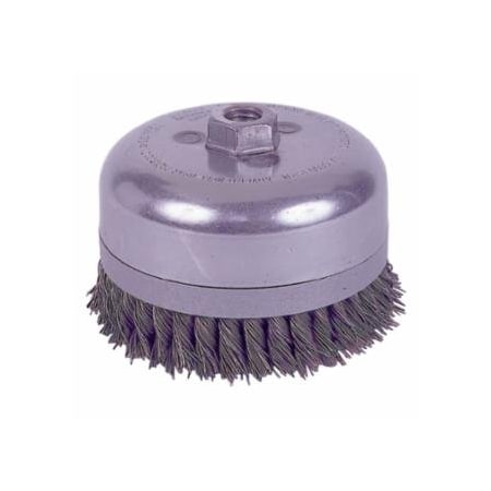 Weiler Extra Heavy Duty Knot Wire Cup Brush, 4 in Dia., 5/8-11 UNC Arbor, 0.026 Wire 804-12301