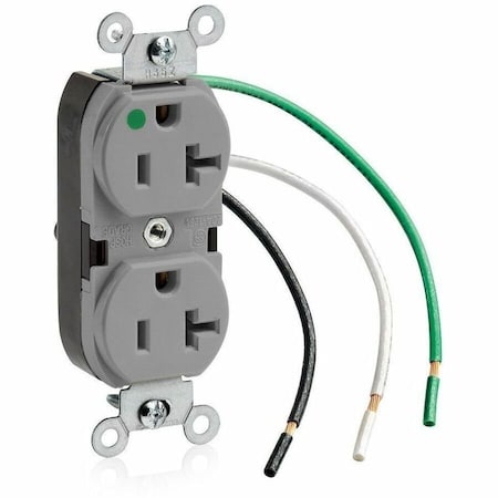 Leviton Heavy Duty Hospital Grade Duplex Receptacle, 20 Amp, 125 Volt 8300-LGY
