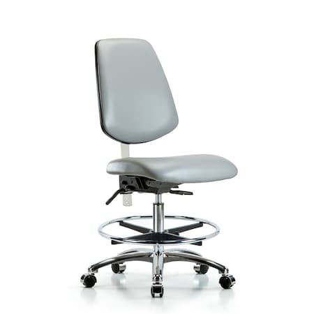 Blue Ridge Ergonomics Clean Room Chair Vin Med Ben Chair, Med, Bk, Dov, CL100, No Arms, 22" to 29" Height, Vinyl, Dove BR-NCR-VMBCH-MB-CR-T1-A0-CF-CC-8567