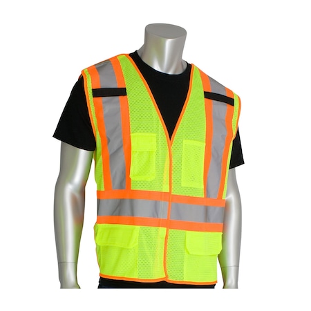 Pip ANSI Type R Class 2 and CAN/CSA Z96 Class 2 Two-Tone X-Back Breakaway Mesh Vest 302-0211-LY/4X