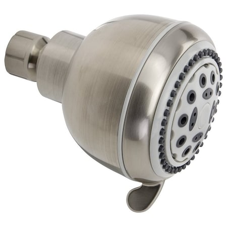 Plumb Pak Shower Head, Round, 1.8 gpm, 5-Spray Function, Brushed Nickel, 3.35 in Dia K701BN