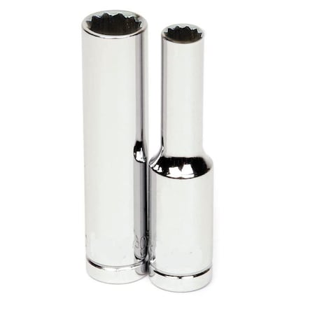 Williams 1/4" Drive, 11mm Metric Socket, 12 Points, Deep 1/4" D, 12Pt, 11mm JHW30811