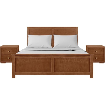 Homeroots Three Piece Walnut Solid Wood Bedroom Set 523708