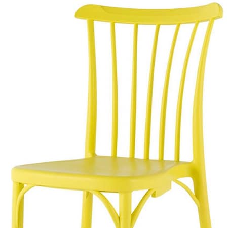 Homeroots Set of Four 22" Yellow Heavy Duty Plastic Outdoor Stacking Dining Chairs 565185