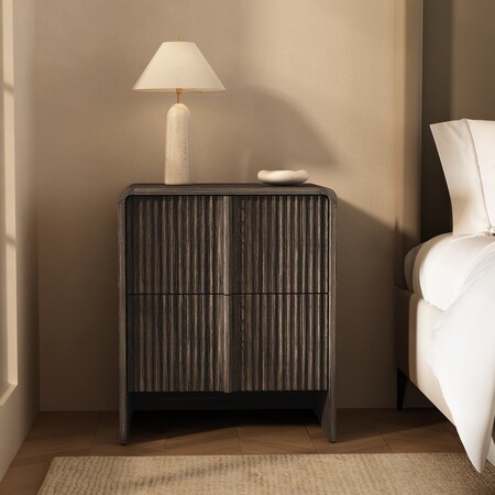 Manhattan Comfort Novara 22in Nightstand in Jacobean Walnut (2-Drawer) NS1670-2