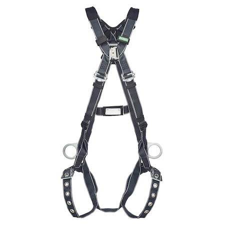 Msa Safety V-Form Fall Protection Harness, XL, 400 lb, Quick-Connect Chest/ Tongue Leg Straps 10252242