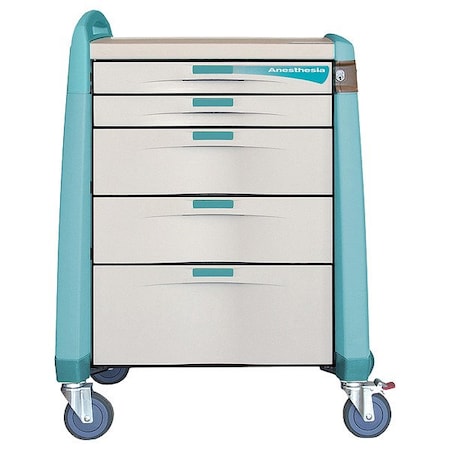 Capsa Healthcare Anesthesia Cart, 250 lb, Polymer, Assembled AM-AN-INT-KEY-GR