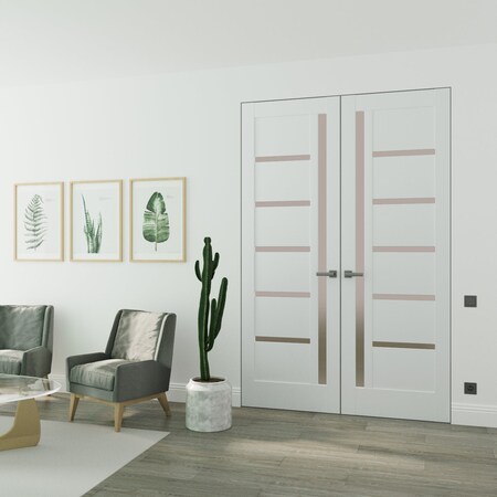 Sartodoors Hidden Double Doors White 72x84 (2* 36x84) Solid Core Modern Interior QUADRO4088DMF-WS-72x84-RH-O