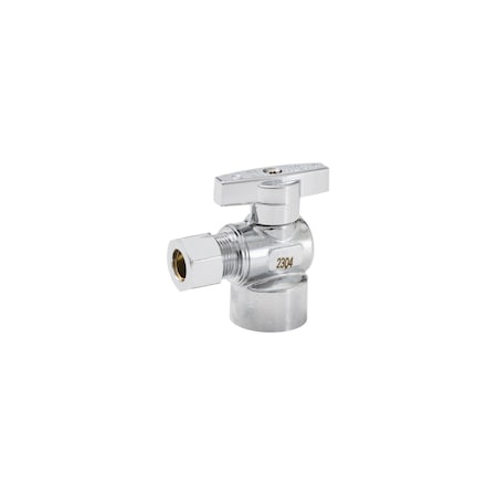 Proline Series Chrome Plated Brass 1/2-in FIP x 3/8-in COMP Angle Stop 190-232HC