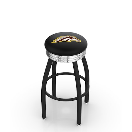 Holland Bar Stool Co 30" Blk Wrinkle Western Michigan Swivel Bar Stool, Chrome Ring L8B3C30WestMI