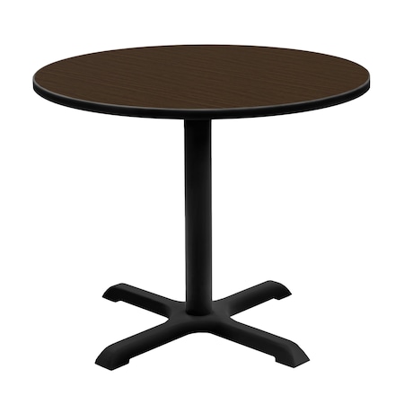 Regency Round Cain Small X-Base Breakroom Table, 30 in W, 30 in L, Neo Walnut TB30RNDNW