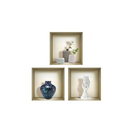 Homeroots Set of Three Ren Faux Niche 3D Peel and Stick Wall Decals, 3PK 565424