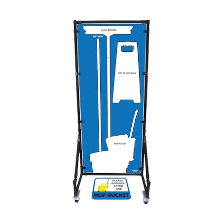 5S Supplies Housekeeping Shadow Board Broom Station V18, Blue / White, Kit, No Text HSB-V18-BLUE/WHITE-KIT-NO TEXT