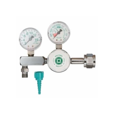 Western Enterprises Oxygen Flow Gauge Regulator, 2 to 15 LPM, 3000 psi Inlet, CGA 540 Nut and Nipple 312-M1-540-15FG