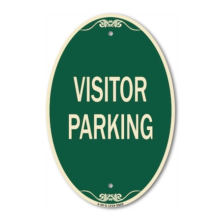 Signmission Visitor Parking, 12 Inch X 18 Inch Architectural Oval, Heavy Gauge Aluminum A-OV-G-1218-9869