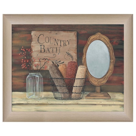 Homeroots Country Bath 4 Brown Framed Print Bathroom Wall Art 404701