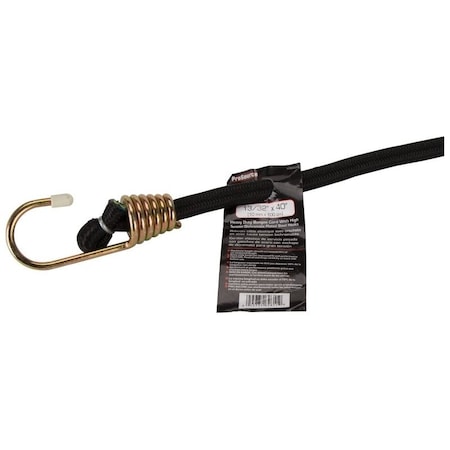 Prosource Stretch Cord, 10 mm Dia, 40 in L, Polypropylene, Black, Hook End FH64084-1