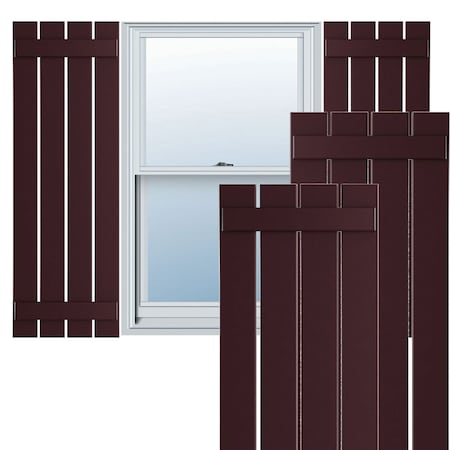 Ekena Millwork True Fit PVC, Four Board Spaced Board-n-Batten Shutters, Wine Red , 23W x 27H, PR TFP101SBF23X027WR