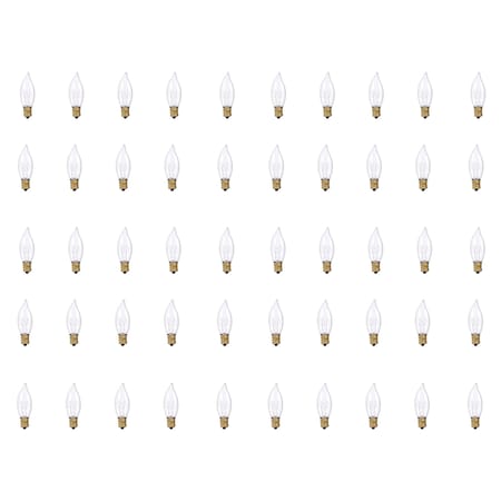 Bulbrite Incandescent CA8 Candelabra Screw Base E12 Light Bulb, 15W, Clear, 50PK 861244