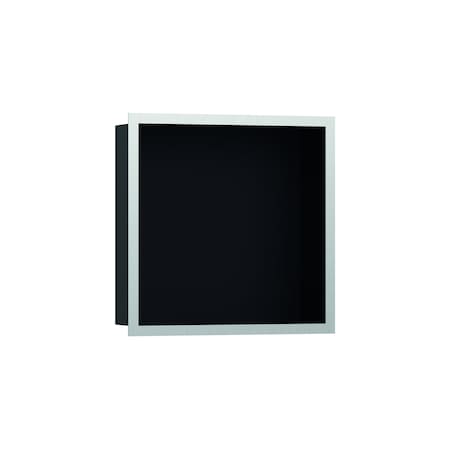 Hansgrohe Individual Wall Niche Matte Black w/ Design Frame 12"x 12"x 4" in Brushed Stainless Steel 56098800