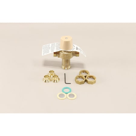 Watts Mixing Valve, 80-120F, Solder Ends, 1/2" 0559115