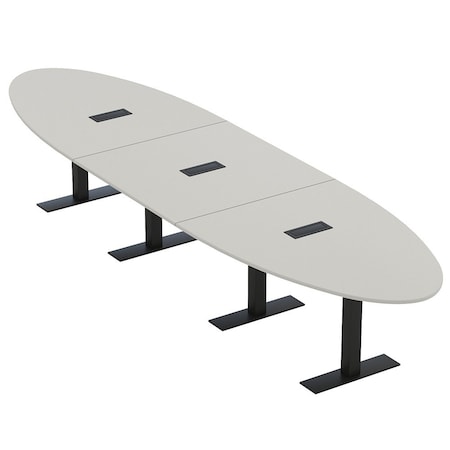 Skutchi Designs 14 Person Conference Table With Power Unit | 16' Oval Table | Harmony Series HAR-OVL-48X192-T.BK-U779-EBLK
