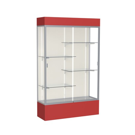 Ghent Lighted Floor Display Case 48x80x16, Plaque 3174PB-SN-RD