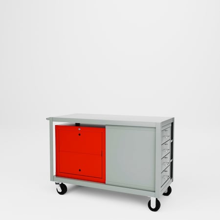 Pucel Mobile Cabinet Workbench with Toolbox, 52 in W x 24 in D x 36 1/2 in H, Gray MDCB-52