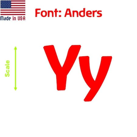 Aacc Self-Adhesive Vinyl Letter: y, Scale: 19 in. Color: Red Font: Anders by, 4PK AACC-Anders-ly-Red-I19x4
