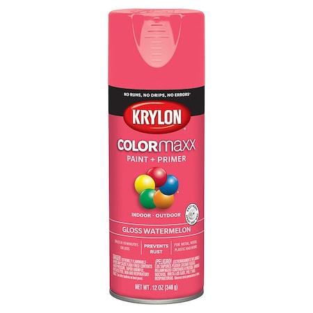 Krylon 12 Oz K05544007 Watermelon COLORmaxx Paint & Primer Spray Paint, Gloss K05543007