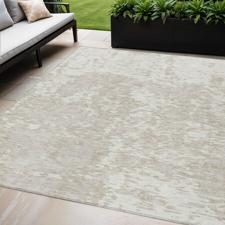 Homeroots 5' X 8' Ivory And Off White Abstract Washable Indoor Outdoor Area Rug 612750