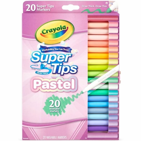 Crayola Super Tips Washable Markers, Pastels, 20PK 587516