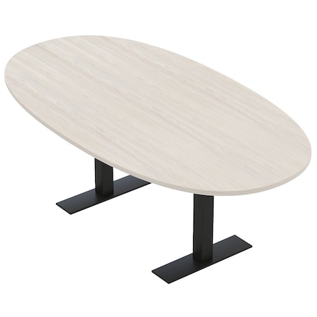 Skutchi Designs 7ft Boval Conference Table With Power | Harmony Series | 6 Person Meeting Room Table HAR-BOVL-48X84-T.BK-K458-NA