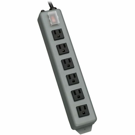 Tripp Lite Outlet Strip, Industrial, 6 5-15R, 5-15P, 15 ft., Gray UL24CB-15