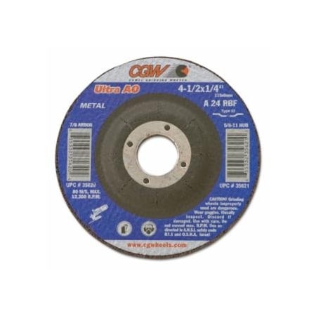 Cgw Abrasives Depressed Center Wheel, 7 in Dia, 1/4 in Thick, 5/8 in Arbor, 24 grit, 10PK 421-35641