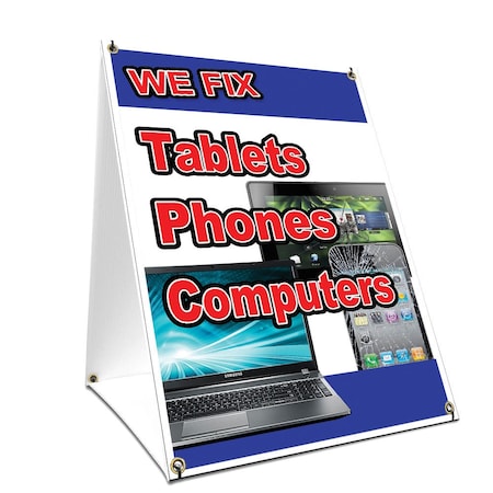 Signmission We Fix Tablets Phones Computers, 24 Inch x 18 Inch A-frame Yard Sign, Plastic Sign SBC-1824-We Fix Tablets Phones Computers