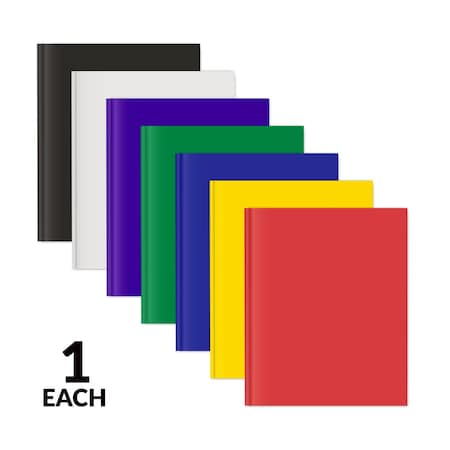 C-Line Products 8-1/2" x 11" Assorted Two-Pocket Paper Portfolio Folder with Prongs, 100EA/+DS 05320-DS