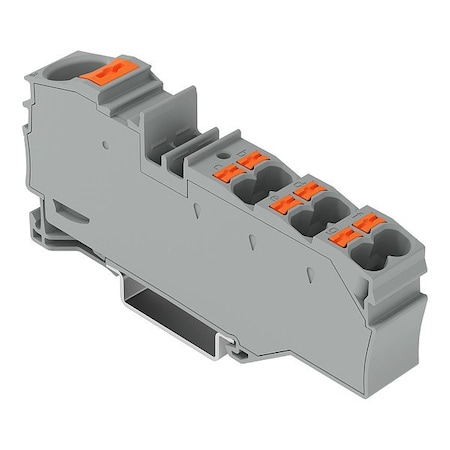 Wago Terminal Block, 3.43" L, 1.71" W, 800V, Gray 2216-8031