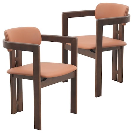 Leisuremod Velo Series Modern Dining Chair in Black Walnut Wood with Dark Brown Seat, 2PK VCBW-51DBR-2