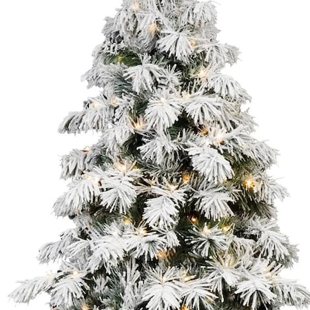 Homeroots 7' Pre Lit Full Flocked Pine Christmas Tree 713068