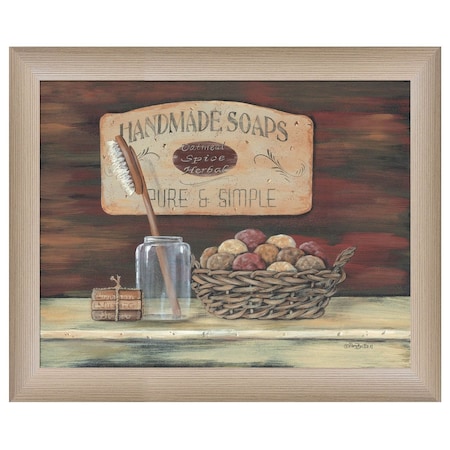 Homeroots HANDMADE SOAPS 2 Brown Framed Print Bathroom Wall Art 404709